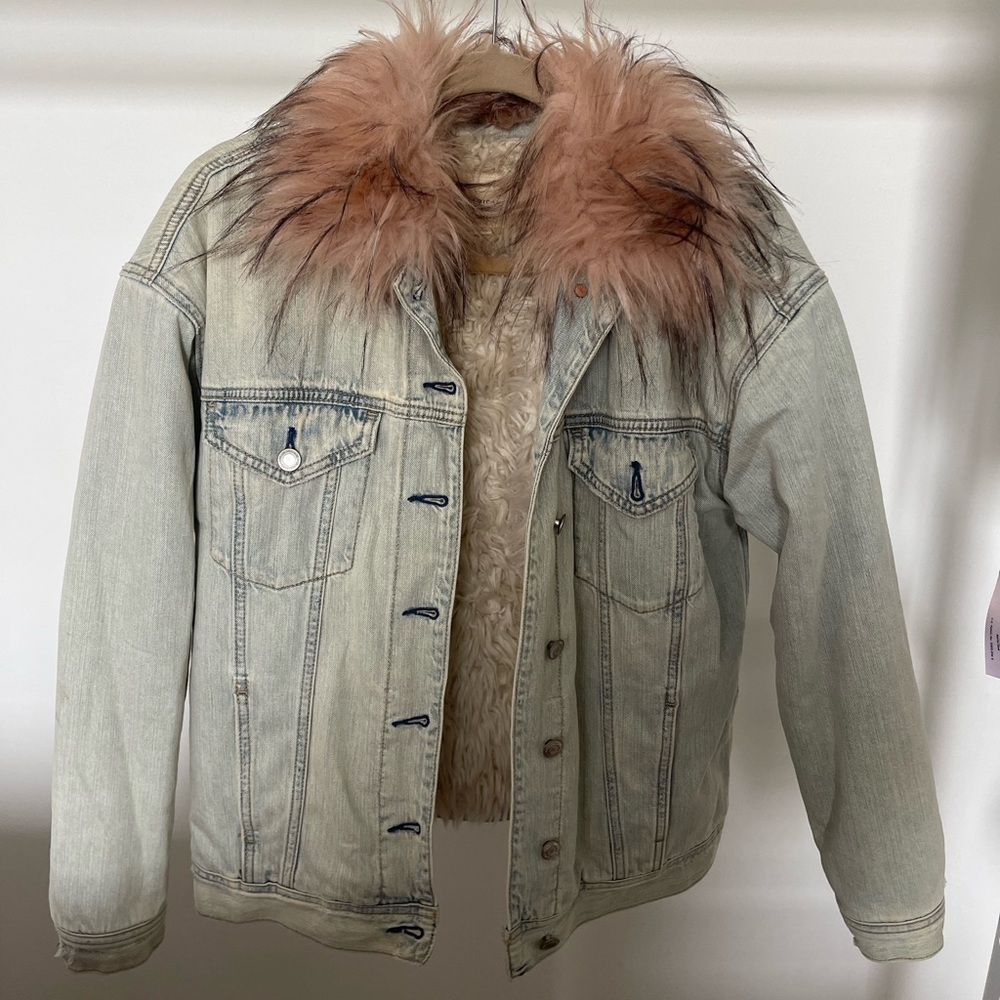 American Eagle Denim Fur Coat